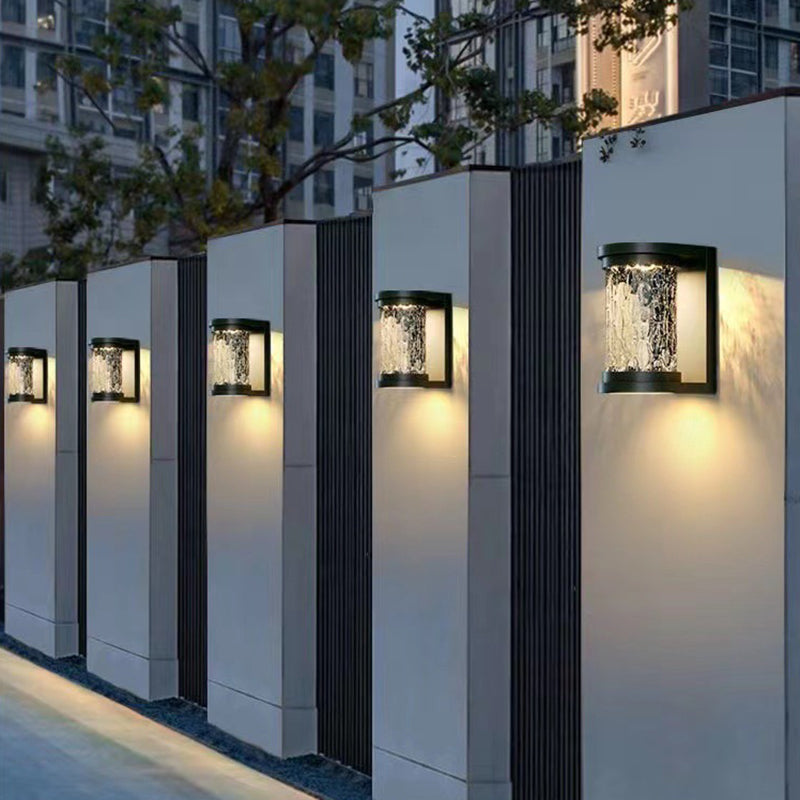 Modern Luxury Waterproof Cylinder Stainless Steel Crystal LED Wall Sconce Lamp For Outdoor Patio | Stornfield