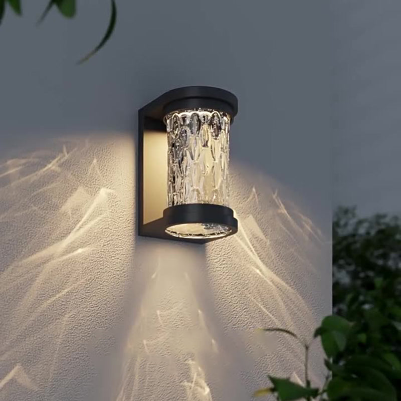 Modern Luxury Waterproof Cylinder Stainless Steel Crystal LED Wall Sconce Lamp For Outdoor Patio | Stornfield