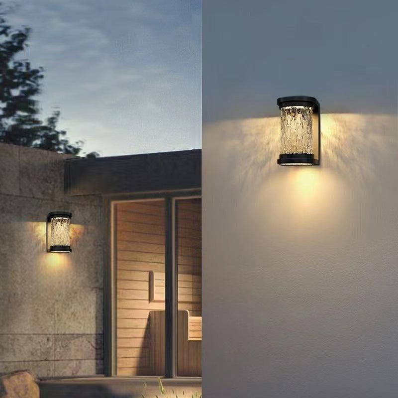 Modern Luxury Waterproof Cylinder Stainless Steel Crystal LED Wall Sconce Lamp For Outdoor Patio | Stornfield