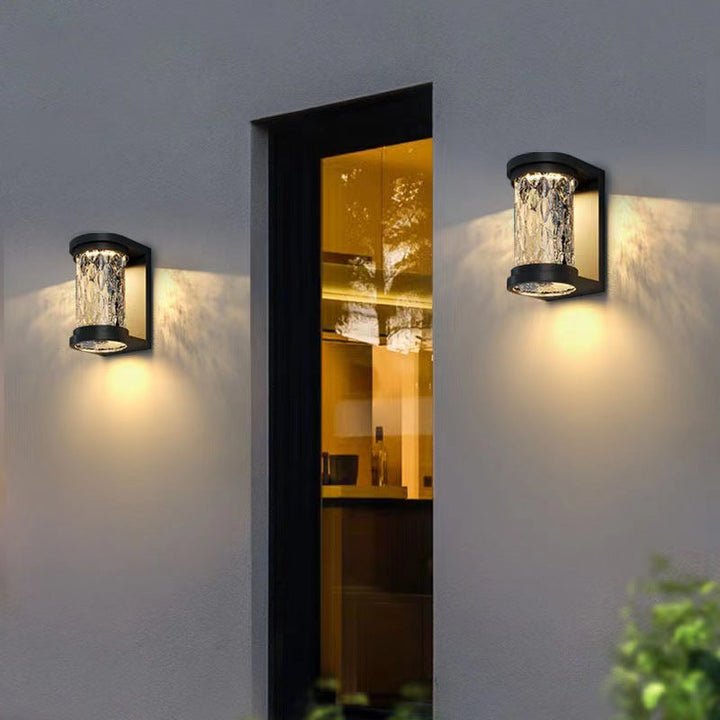 Modern Luxury Waterproof Cylinder Stainless Steel Crystal LED Wall Sconce Lamp For Outdoor Patio | Stornfield