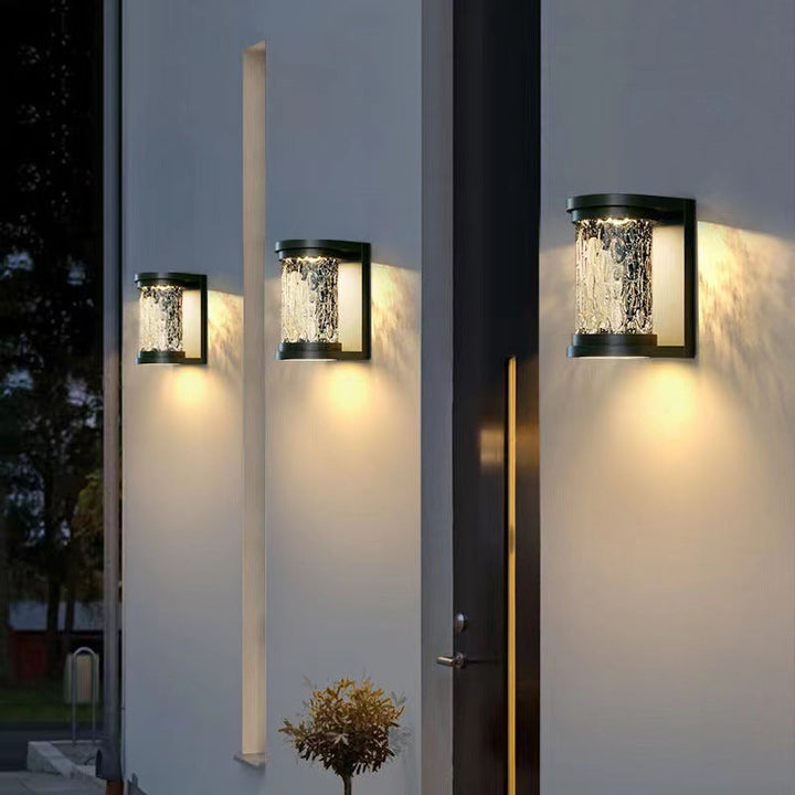 Modern Luxury Waterproof Cylinder Stainless Steel Crystal LED Wall Sconce Lamp For Outdoor Patio | Stornfield