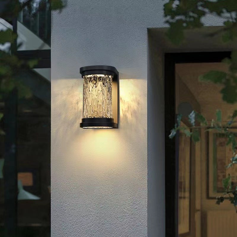 Modern Luxury Waterproof Cylinder Stainless Steel Crystal LED Wall Sconce Lamp For Outdoor Patio | Stornfield