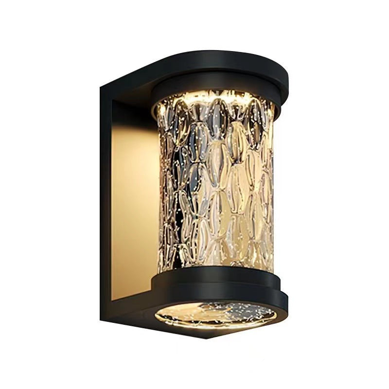 Modern Luxury Waterproof Cylinder Stainless Steel Crystal LED Wall Sconce Lamp For Outdoor Patio | Stornfield