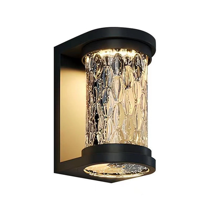 Modern Luxury Waterproof Cylinder Stainless Steel Crystal LED Wall Sconce Lamp For Outdoor Patio | Stornfield