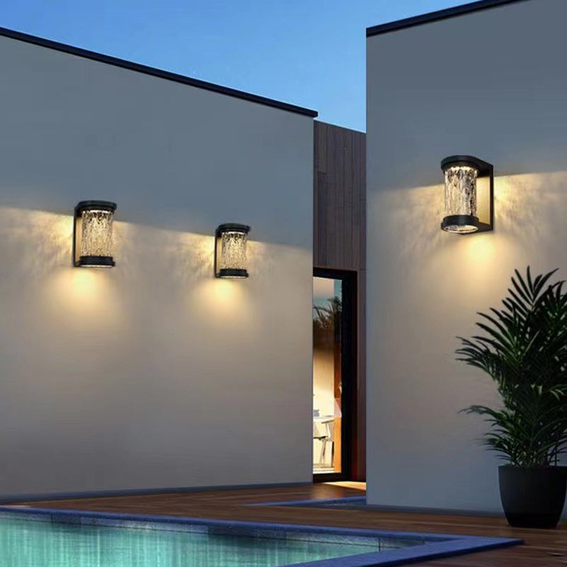 Modern Luxury Waterproof Cylinder Stainless Steel Crystal LED Wall Sconce Lamp For Outdoor Patio | Stornfield