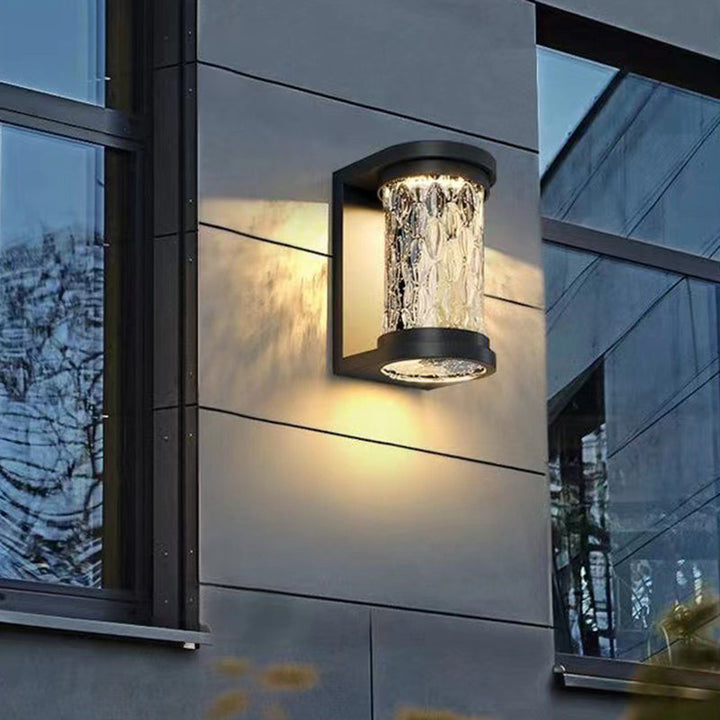 Modern Luxury Waterproof Cylinder Stainless Steel Crystal LED Wall Sconce Lamp For Outdoor Patio | Stornfield