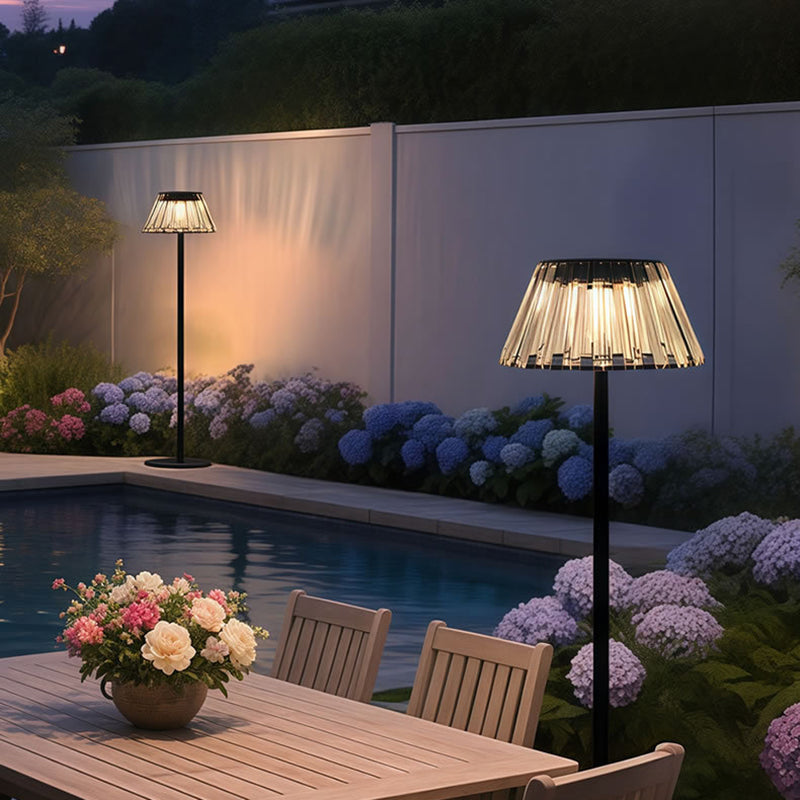 Contemporary Industrial Waterproof Solar USB Iron Glass Outdoor LED Standing Floor Lamp For Garden | Stornfield