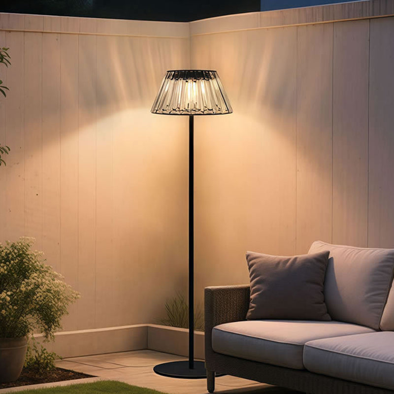 Contemporary Industrial Waterproof Solar USB Iron Glass Outdoor LED Standing Floor Lamp For Garden | Stornfield