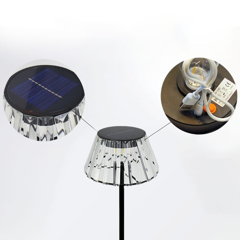 Contemporary Industrial Waterproof Solar USB Iron Glass Outdoor LED Standing Floor Lamp For Garden | Stornfield