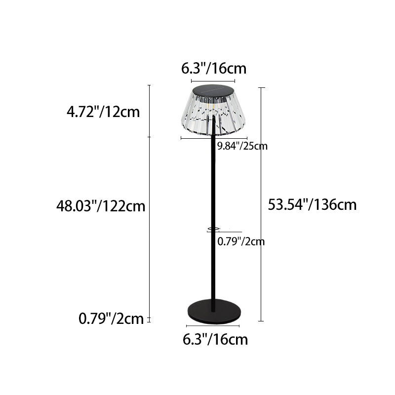Contemporary Industrial Waterproof Solar USB Iron Glass Outdoor LED Standing Floor Lamp For Garden | Stornfield