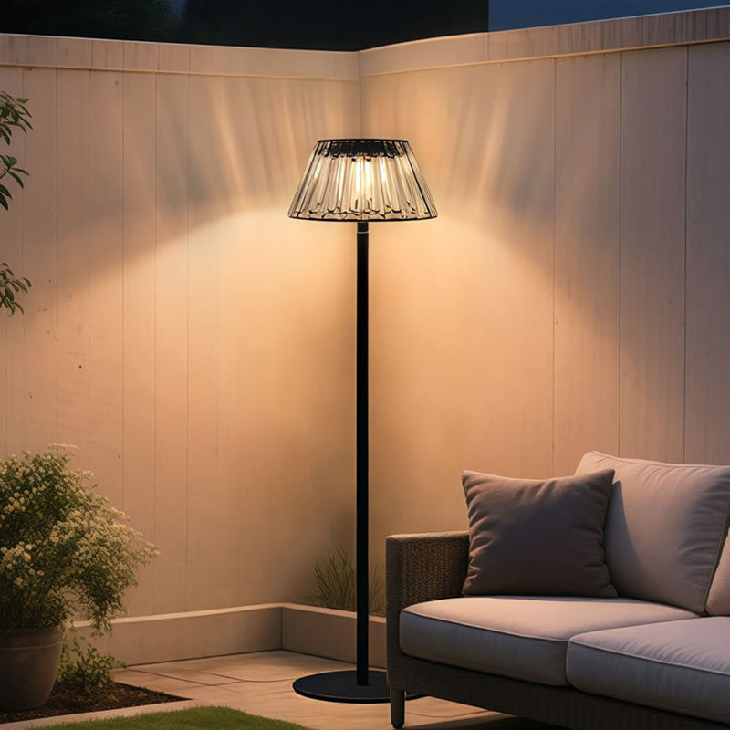 Contemporary Industrial Waterproof Solar USB Iron Glass Outdoor LED Standing Floor Lamp For Garden | Stornfield
