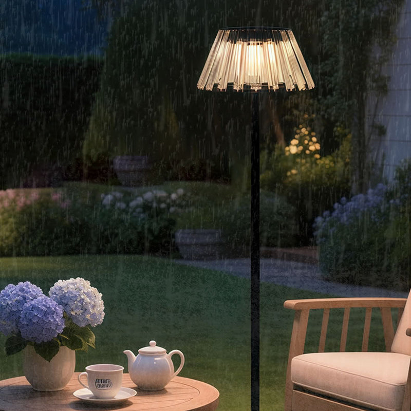 Contemporary Industrial Waterproof Solar USB Iron Glass Outdoor LED Standing Floor Lamp For Garden | Stornfield