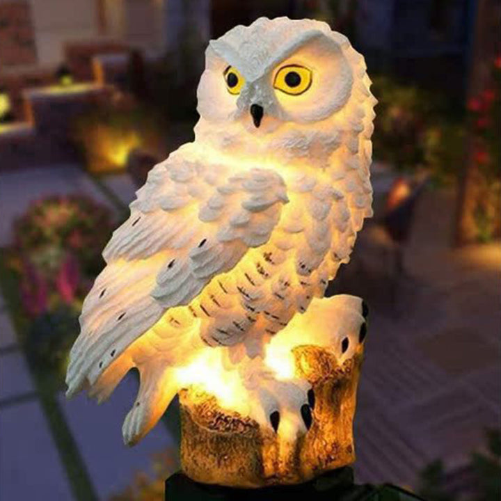 Modern Art Deco Waterproof Solar Resin PP Owl LED Landscape Lighting Outdoor Light For Outdoor Patio | Stornfield