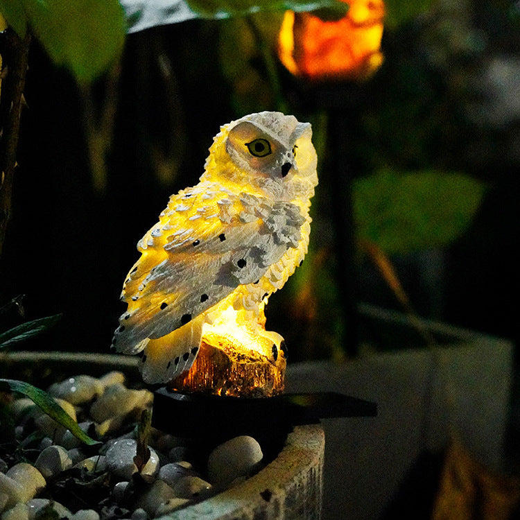 Modern Art Deco Waterproof Solar Resin PP Owl LED Landscape Lighting Outdoor Light For Outdoor Patio | Stornfield