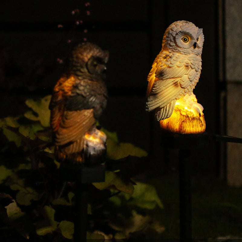 Modern Art Deco Waterproof Solar Resin PP Owl LED Landscape Lighting Outdoor Light For Outdoor Patio | Stornfield