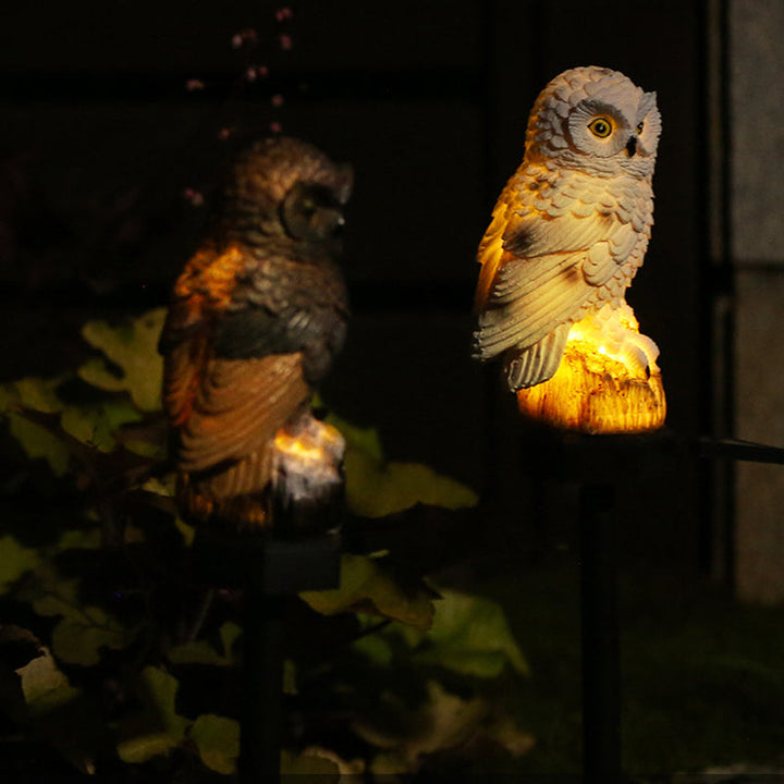 Modern Art Deco Waterproof Solar Resin PP Owl LED Landscape Lighting Outdoor Light For Outdoor Patio | Stornfield