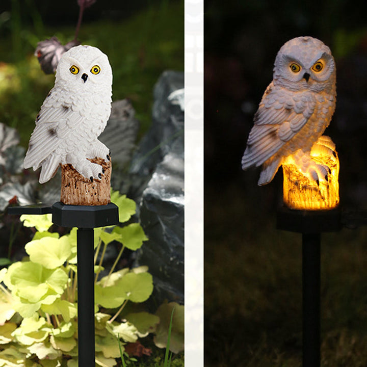 Modern Art Deco Waterproof Solar Resin PP Owl LED Landscape Lighting Outdoor Light For Outdoor Patio | Stornfield