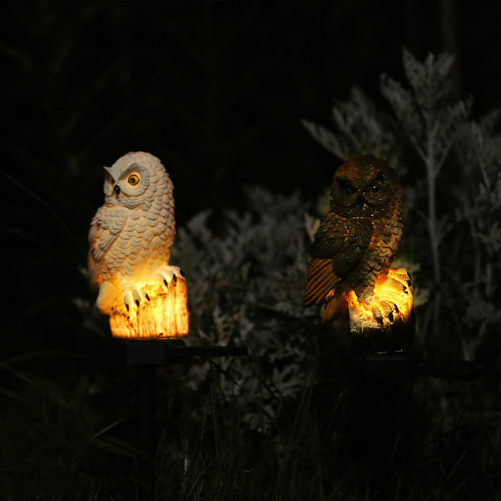 Modern Art Deco Waterproof Solar Resin PP Owl LED Landscape Lighting Outdoor Light For Outdoor Patio | Stornfield
