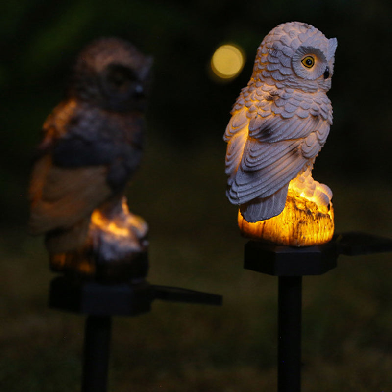 Modern Art Deco Waterproof Solar Resin PP Owl LED Landscape Lighting Outdoor Light For Outdoor Patio | Stornfield