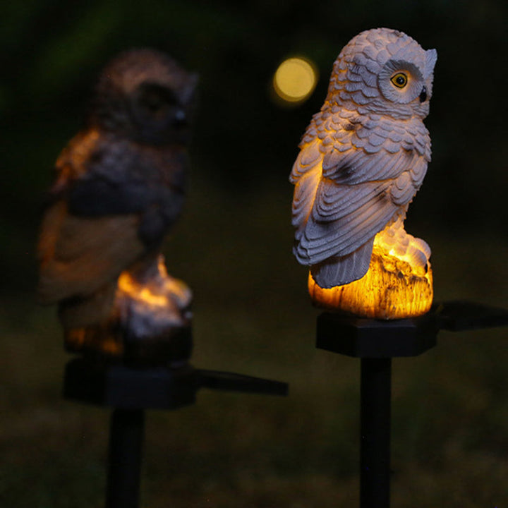 Modern Art Deco Waterproof Solar Resin PP Owl LED Landscape Lighting Outdoor Light For Outdoor Patio | Stornfield
