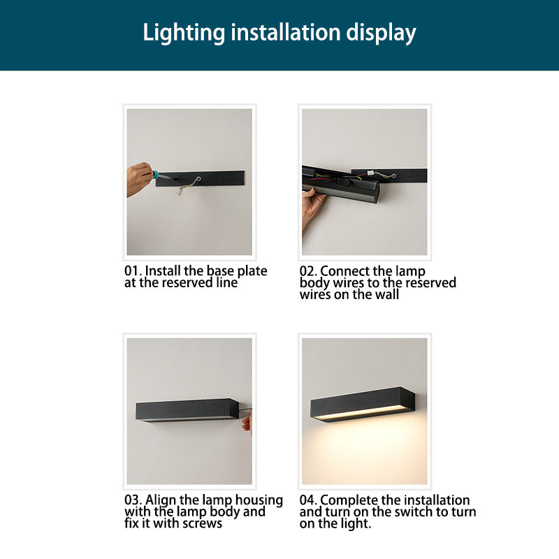Modern Minimalist Rectangular Bar Waterproof Aluminum LED Wall Sconce Lamp For Garden | Stornfield
