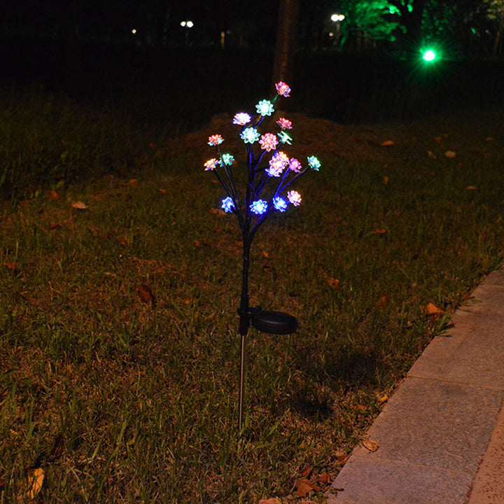 Modern Art Deco Cherry Blossom Lotus Plastic LED Outdoor Ground Plug Light For Garden | Stornfield