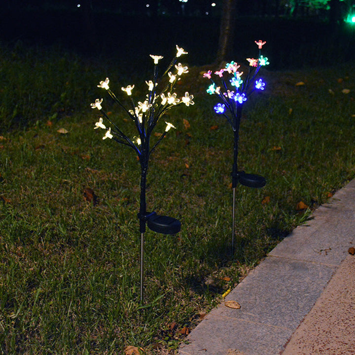 Modern Art Deco Cherry Blossom Lotus Plastic LED Outdoor Ground Plug Light For Garden | Stornfield