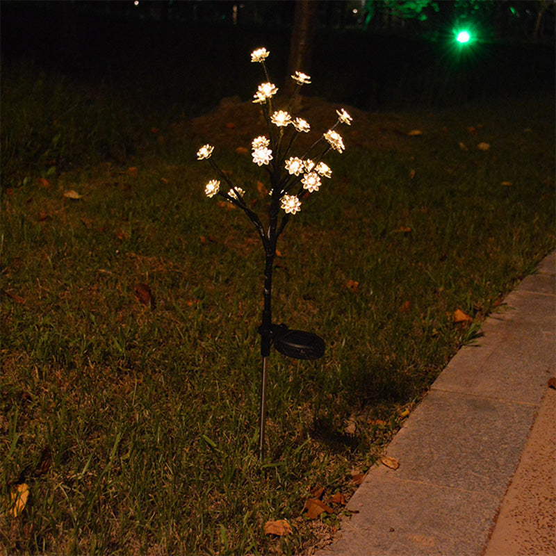 Modern Art Deco Cherry Blossom Lotus Plastic LED Outdoor Ground Plug Light For Garden | Stornfield