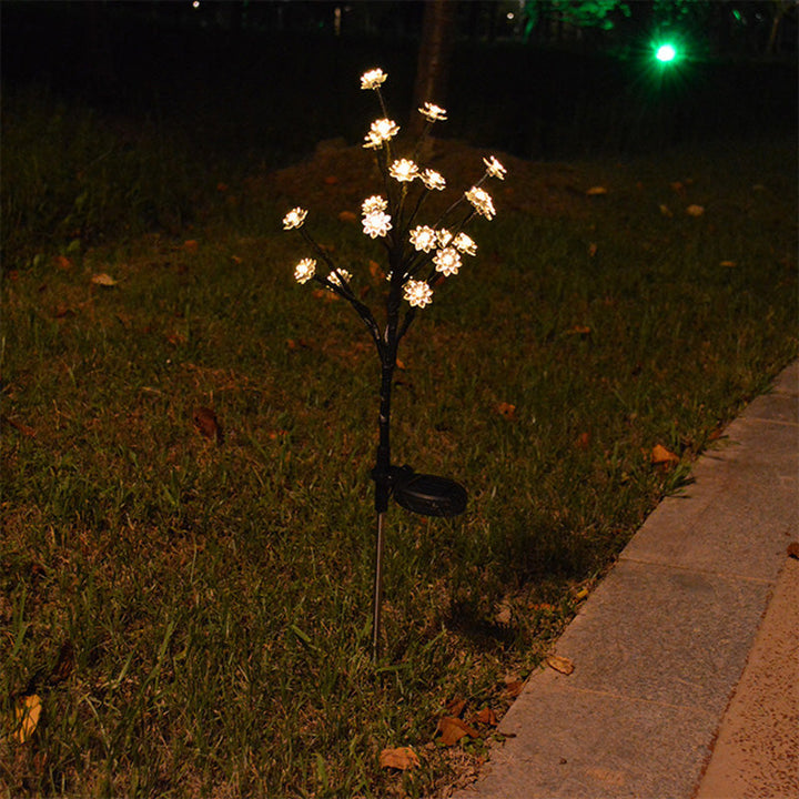 Modern Art Deco Cherry Blossom Lotus Plastic LED Outdoor Ground Plug Light For Garden | Stornfield