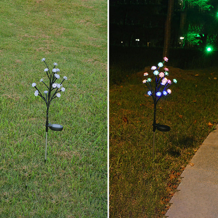 Modern Art Deco Cherry Blossom Lotus Plastic LED Outdoor Ground Plug Light For Garden | Stornfield
