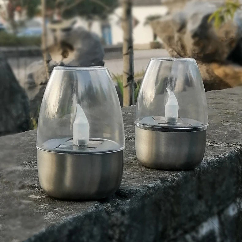 Modern Minimalist Candle Round PC Stainless Steel LED Outdoor Light For Garden | Stornfield