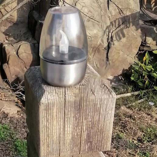 Modern Minimalist Candle Round PC Stainless Steel LED Outdoor Light For Garden | Stornfield
