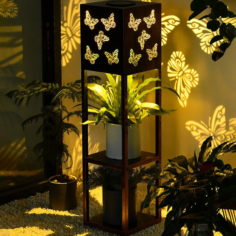 Modern Minimalist Rectangle Butterfly Hummingbird Dragonfly Iron LED Outdoor Light For Garden | Stornfield