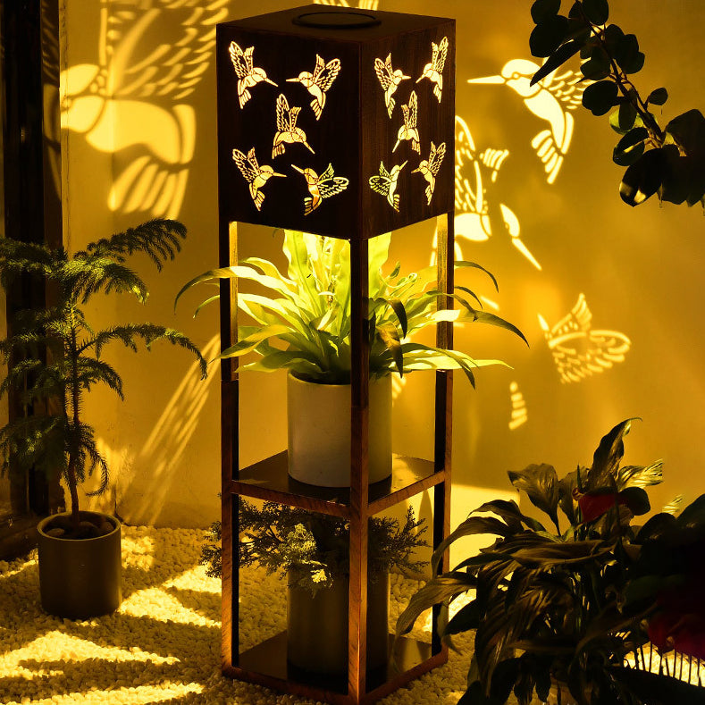 Modern Minimalist Rectangle Butterfly Hummingbird Dragonfly Iron LED Outdoor Light For Garden | Stornfield