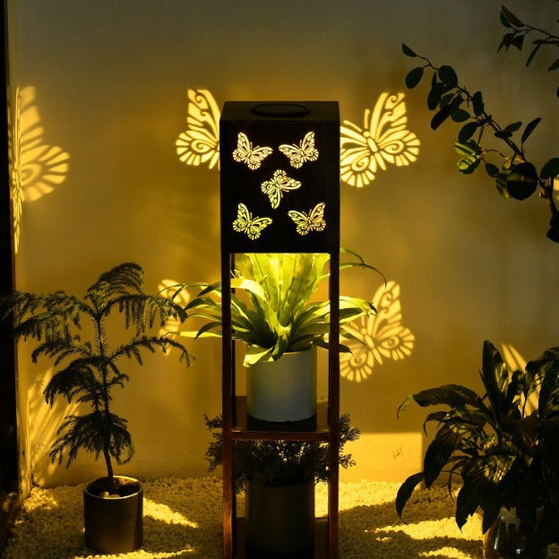 Modern Minimalist Rectangle Butterfly Hummingbird Dragonfly Iron LED Outdoor Light For Garden | Stornfield