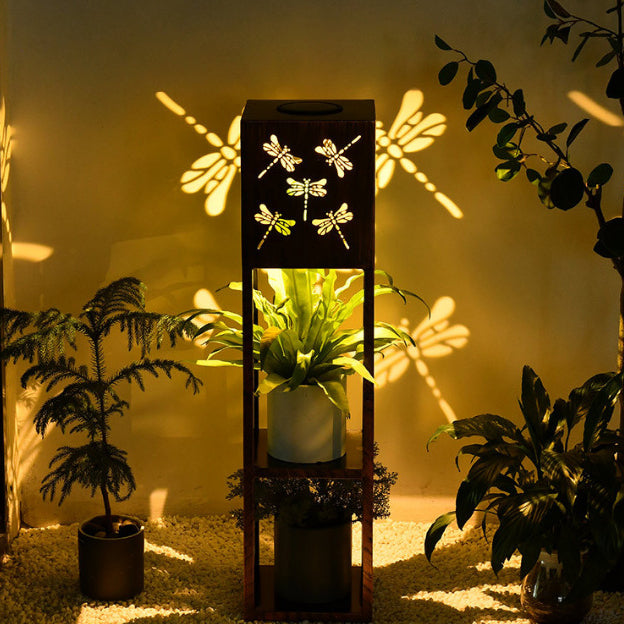 Modern Minimalist Rectangle Butterfly Hummingbird Dragonfly Iron LED Outdoor Light For Garden | Stornfield