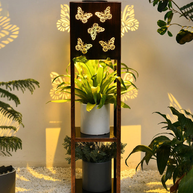 Modern Minimalist Rectangle Butterfly Hummingbird Dragonfly Iron LED Outdoor Light For Garden | Stornfield