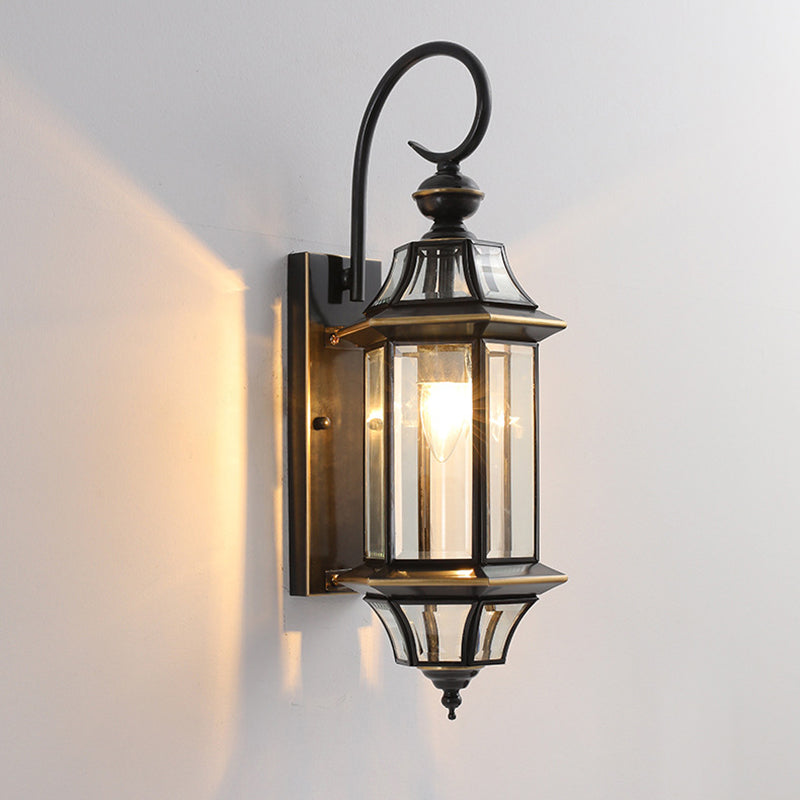 Traditional Vintage Round Cylinder Glass Copper 1-Light Wall Sconce Lamp For Garden | Stornfield