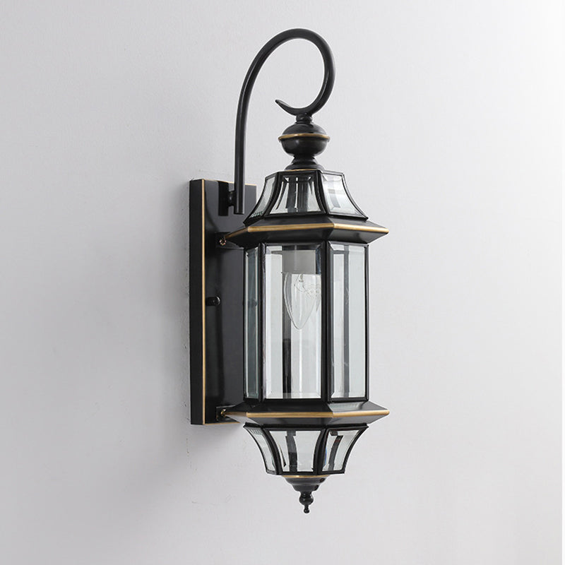Traditional Vintage Round Cylinder Glass Copper 1-Light Wall Sconce Lamp For Garden | Stornfield