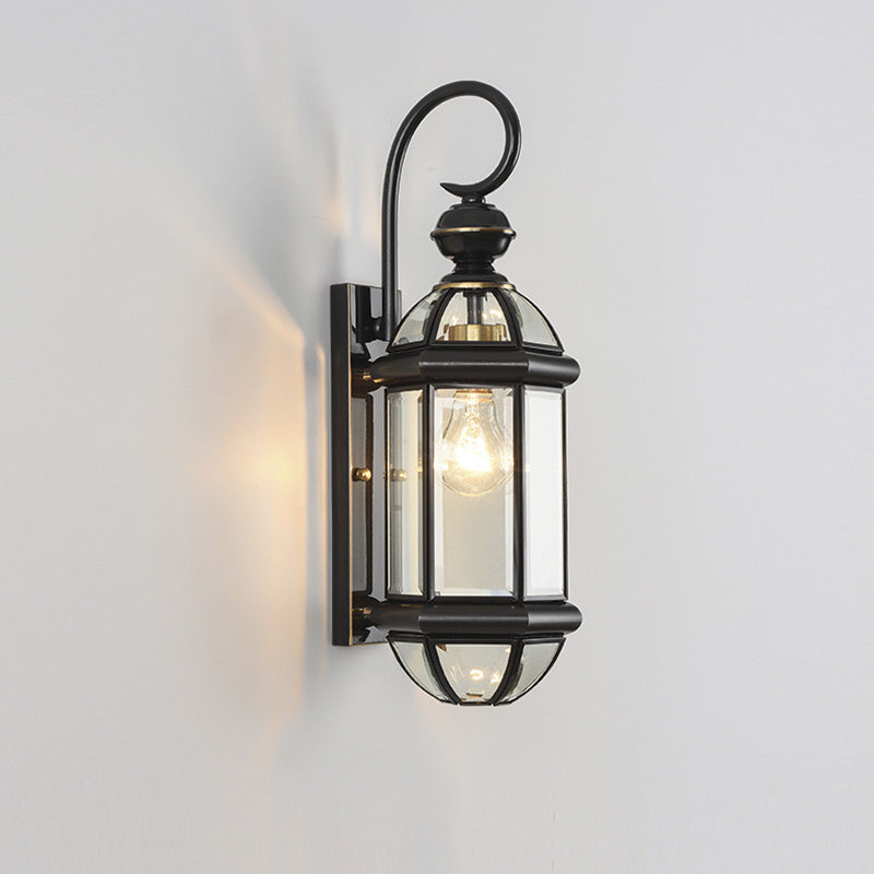 Traditional Vintage Round Cylinder Glass Copper 1-Light Wall Sconce Lamp For Garden | Stornfield