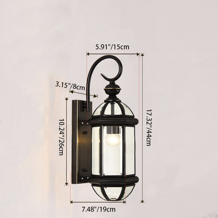 Traditional Vintage Round Cylinder Glass Copper 1-Light Wall Sconce Lamp For Garden | Stornfield