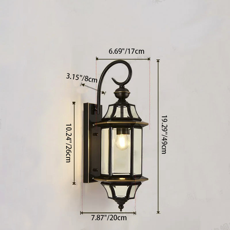 Traditional Vintage Round Cylinder Glass Copper 1-Light Wall Sconce Lamp For Garden | Stornfield