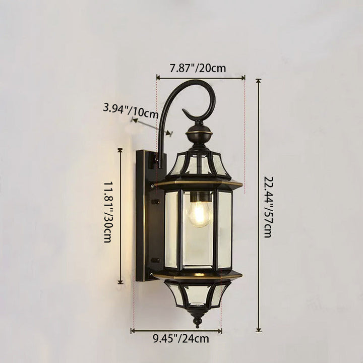 Traditional Vintage Round Cylinder Glass Copper 1-Light Wall Sconce Lamp For Garden | Stornfield