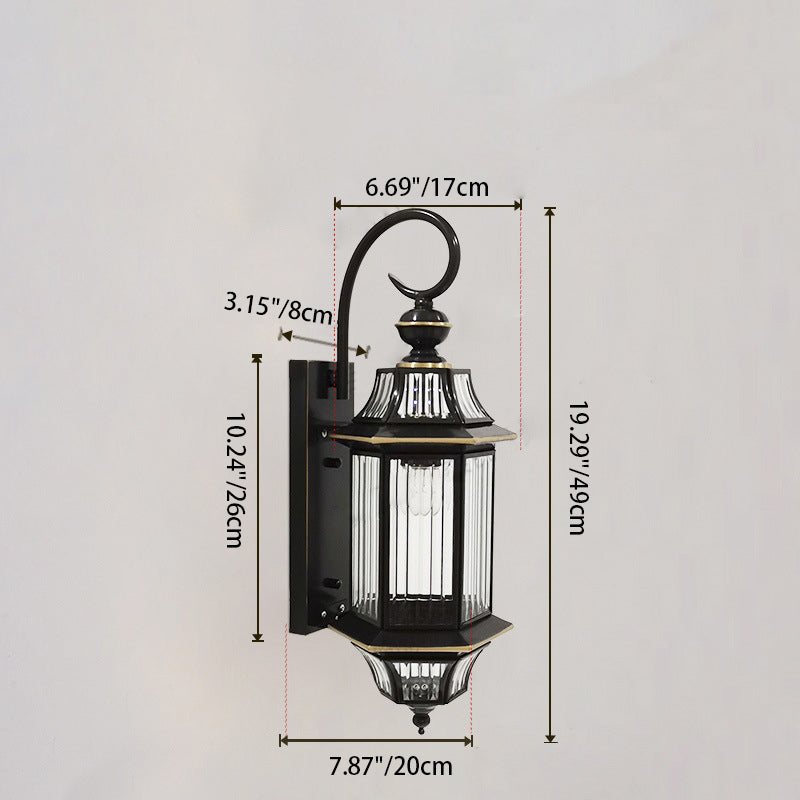 Traditional Vintage Round Cylinder Glass Copper 1-Light Wall Sconce Lamp For Garden | Stornfield