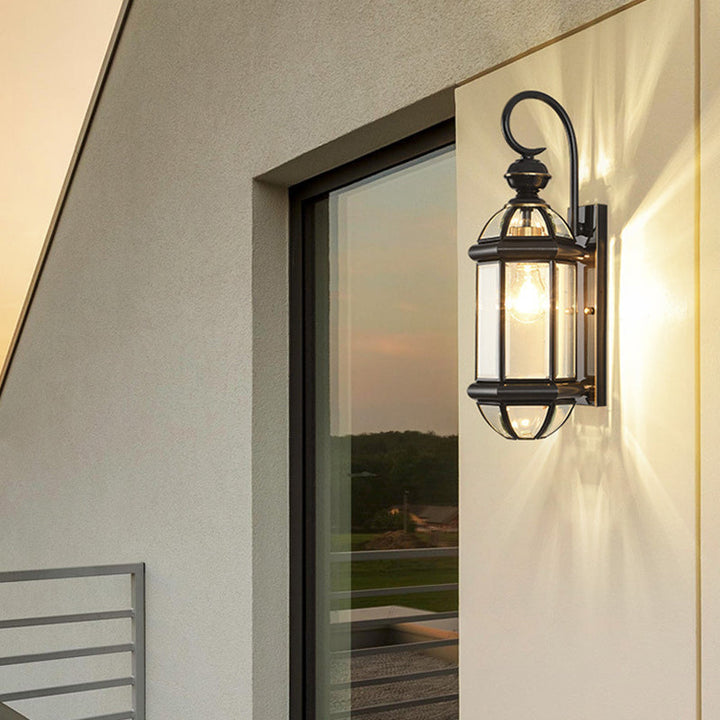 Traditional Vintage Round Cylinder Glass Copper 1-Light Wall Sconce Lamp For Garden | Stornfield