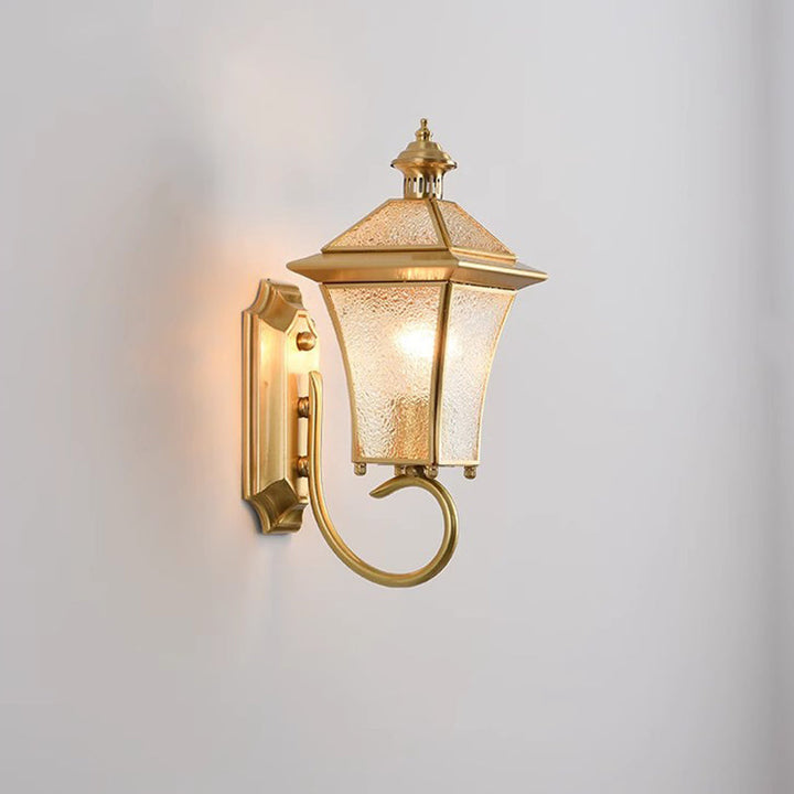 Contemporary Nordic Room Square Glass Copper 1-Light Wall Sconce Lamp For Outdoor Patio | Stornfield