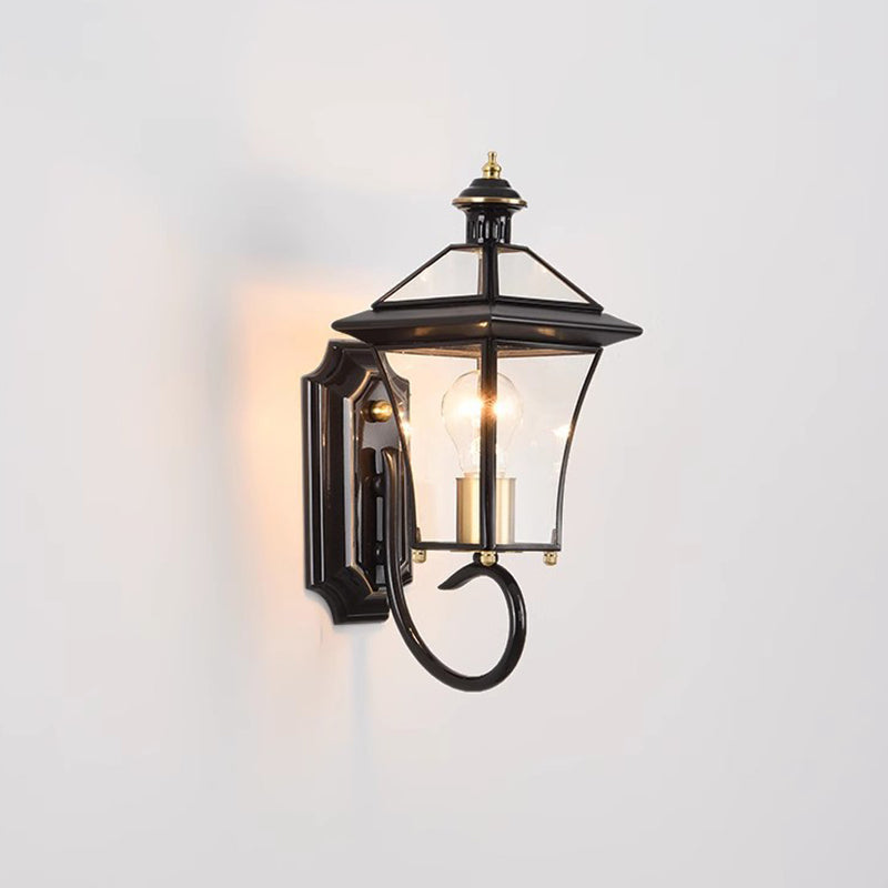 Contemporary Nordic Room Square Glass Copper 1-Light Wall Sconce Lamp For Outdoor Patio | Stornfield