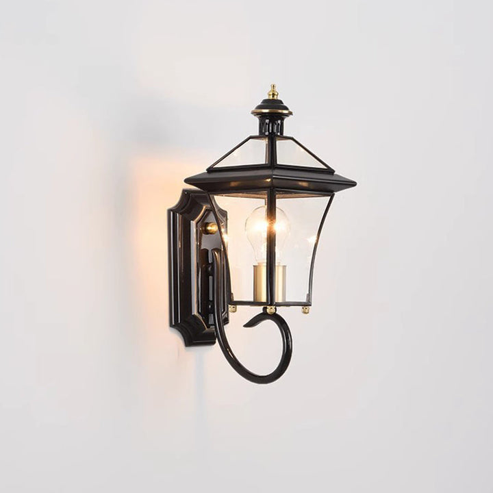 Contemporary Nordic Room Square Glass Copper 1-Light Wall Sconce Lamp For Outdoor Patio | Stornfield