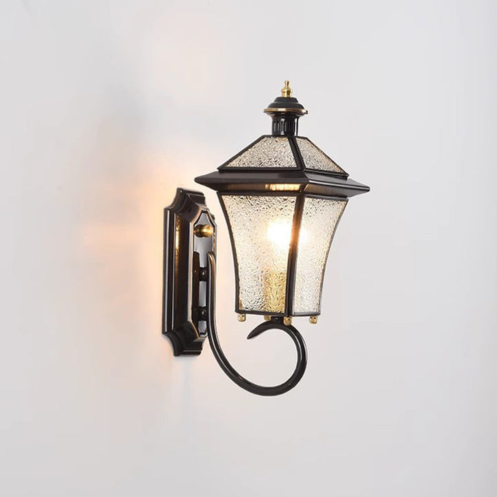 Contemporary Nordic Room Square Glass Copper 1-Light Wall Sconce Lamp For Outdoor Patio | Stornfield