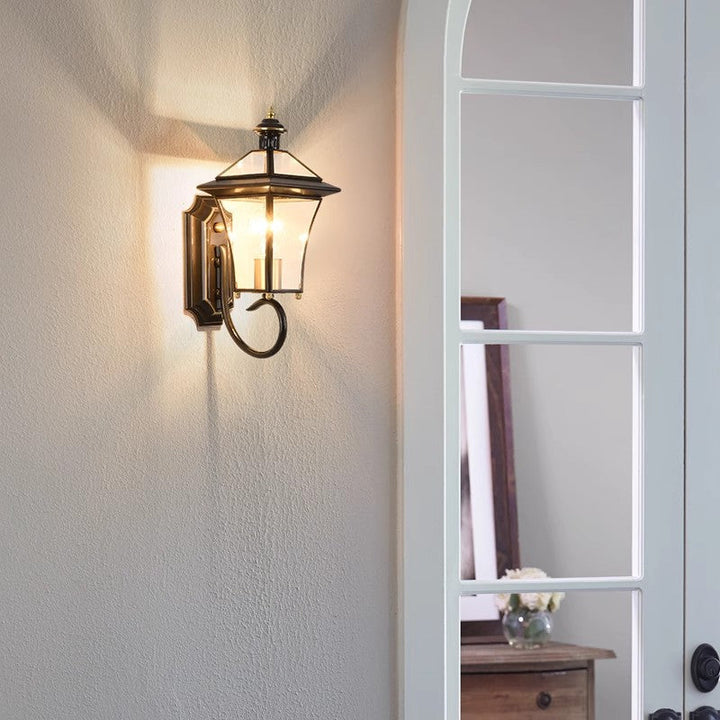 Contemporary Nordic Room Square Glass Copper 1-Light Wall Sconce Lamp For Outdoor Patio | Stornfield